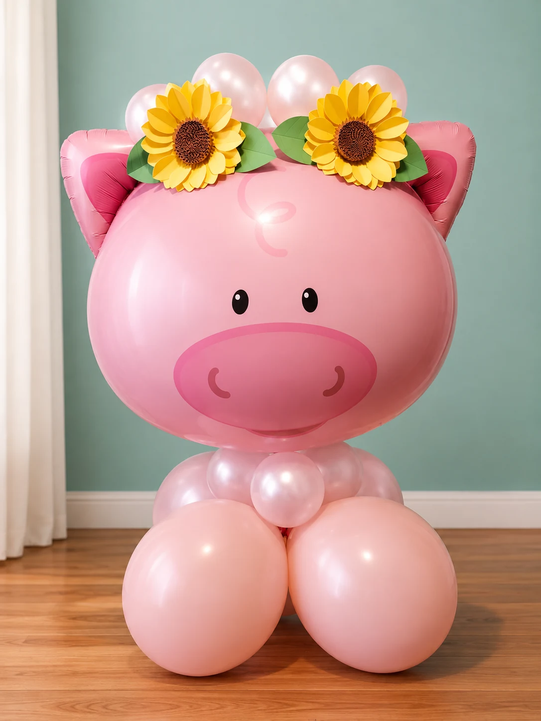 Pink pig balloon centerpiece by Creasiones Nerys