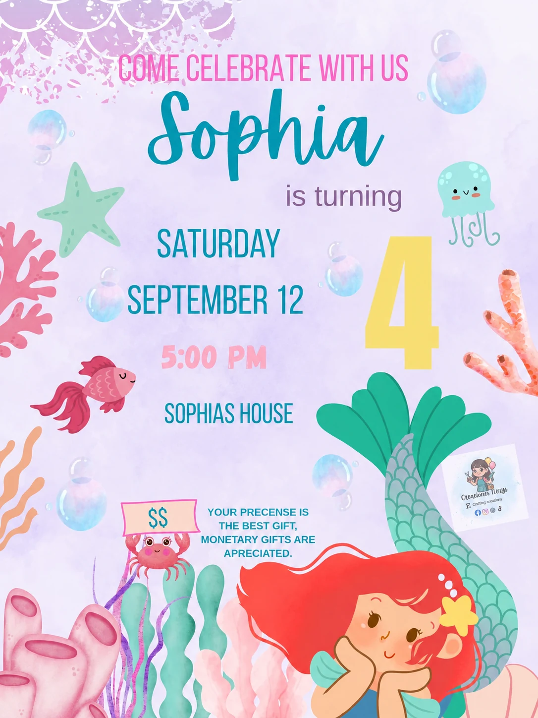 Custom digital invitation designed by Creasiones Nerys
